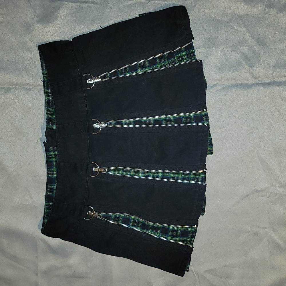 Rare Tripp tartan zip pleat skirt L